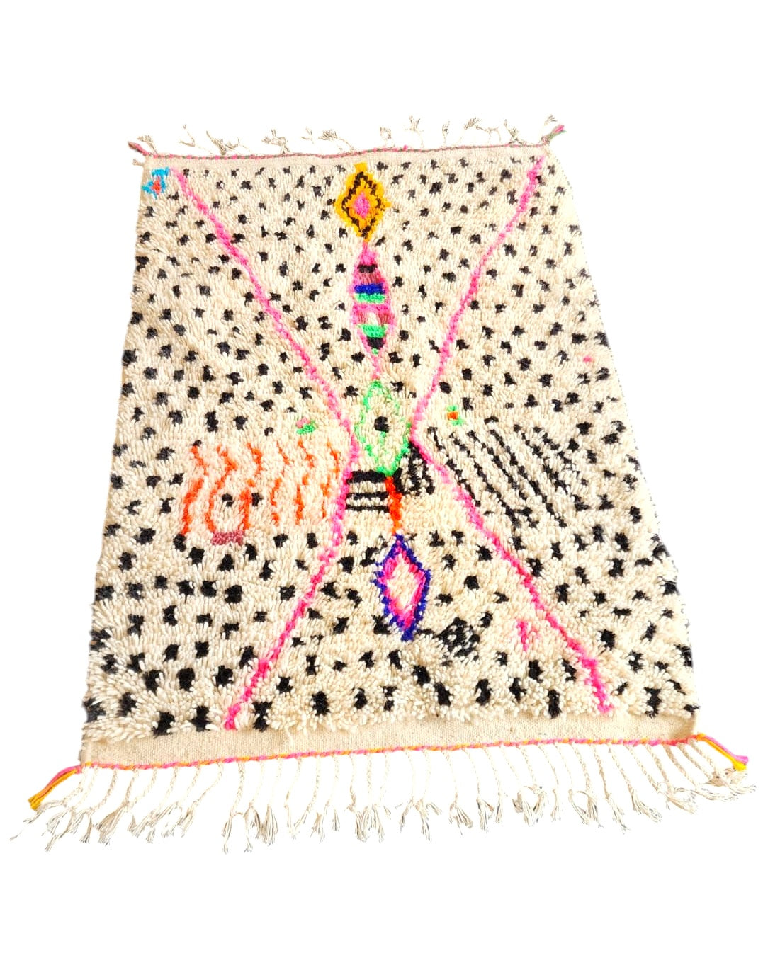 Azilalteppich mit Punkten pink schwarz