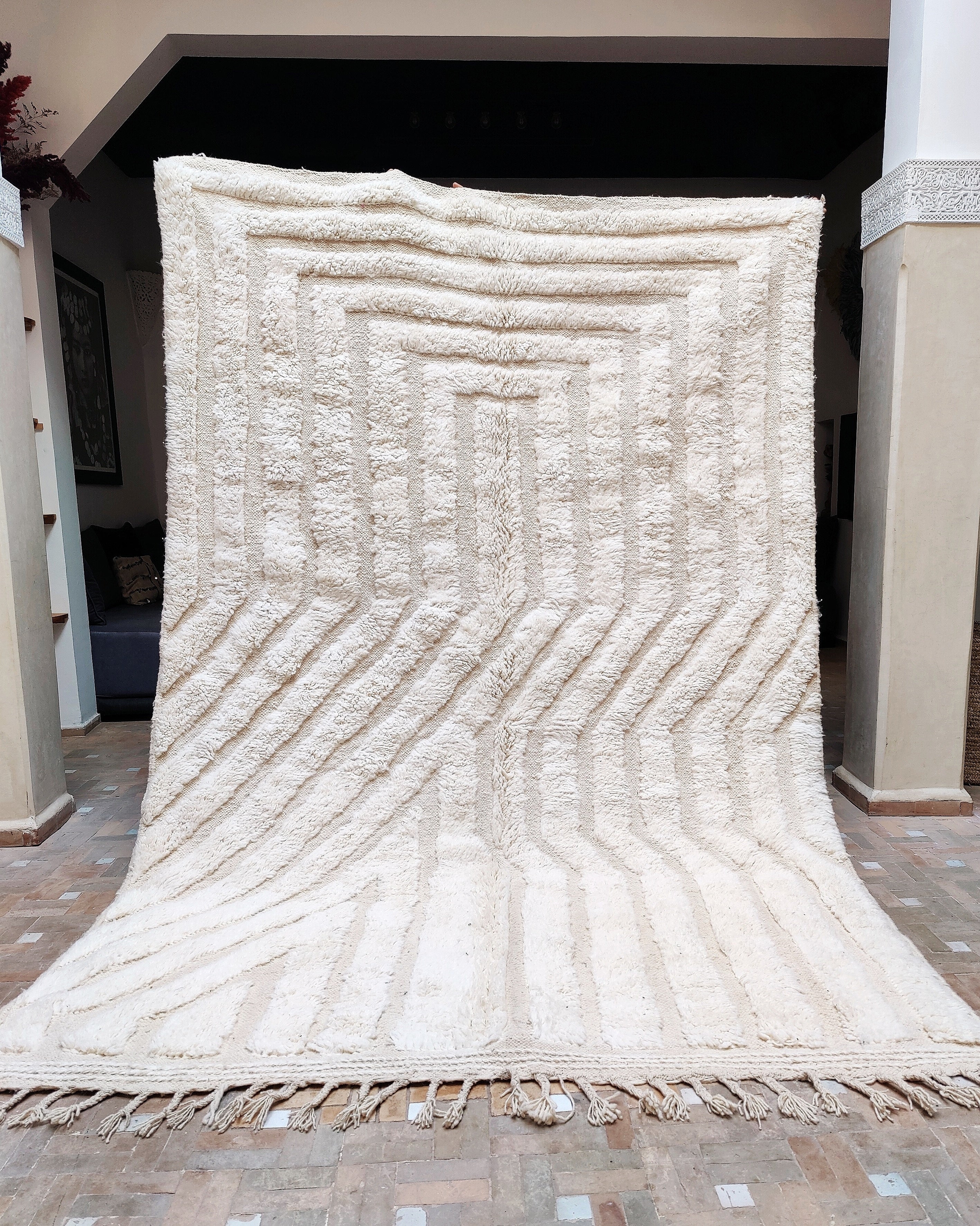 Marmusha Beni Ourain Teppich weisse Wolle