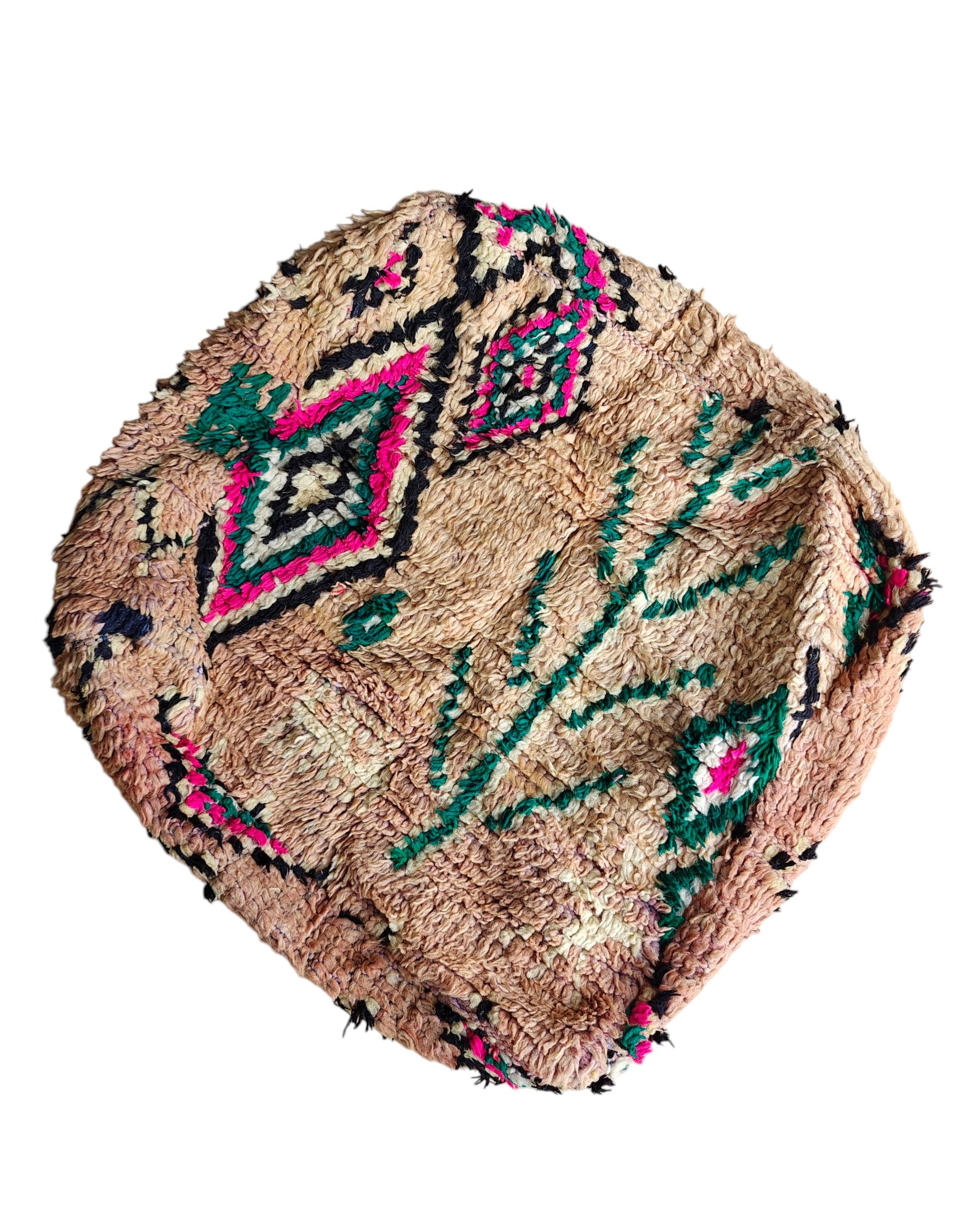 Marokkanischer Pouf beige grün pink