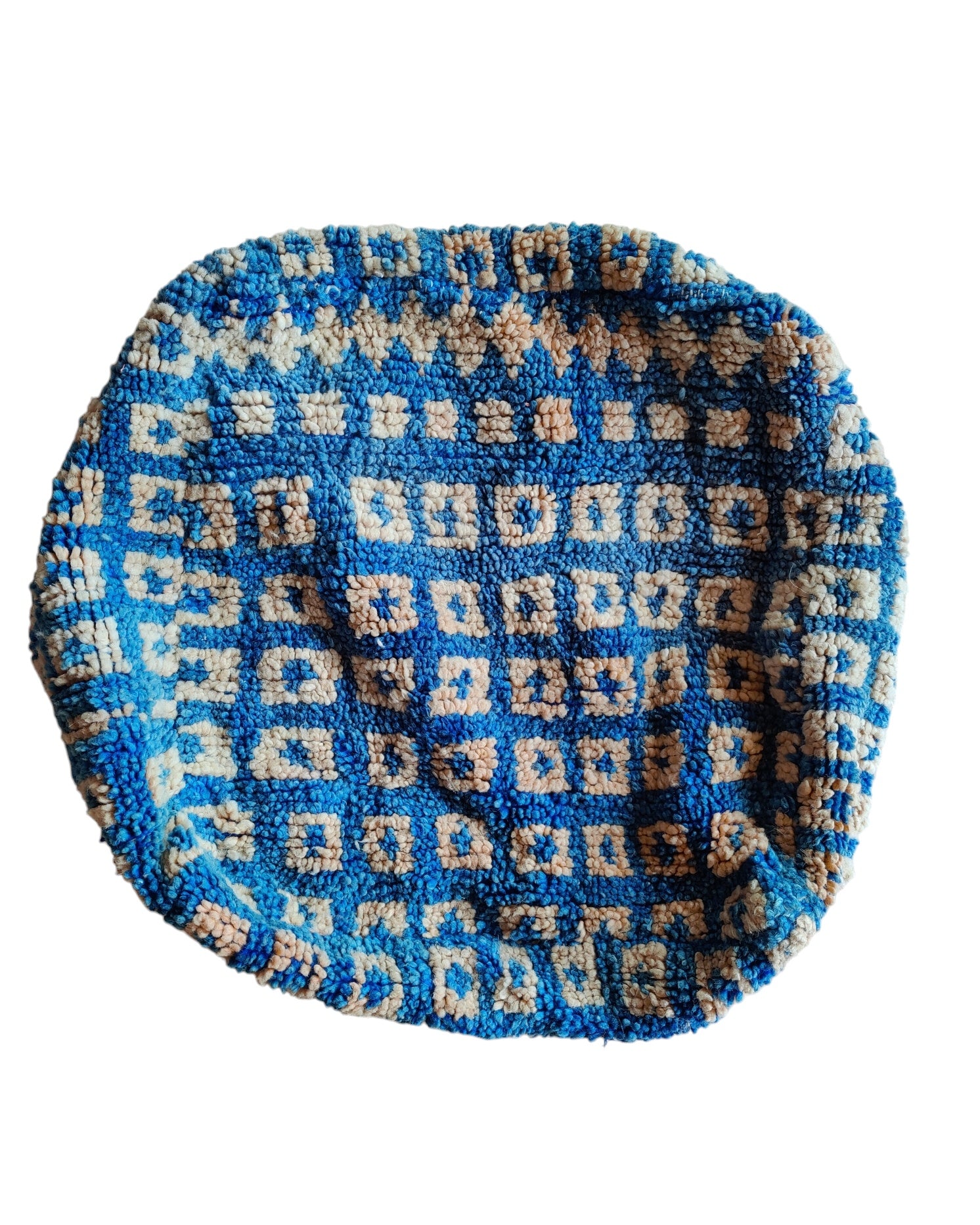 Pouf Sitzkissen blau gelb aus Marokko