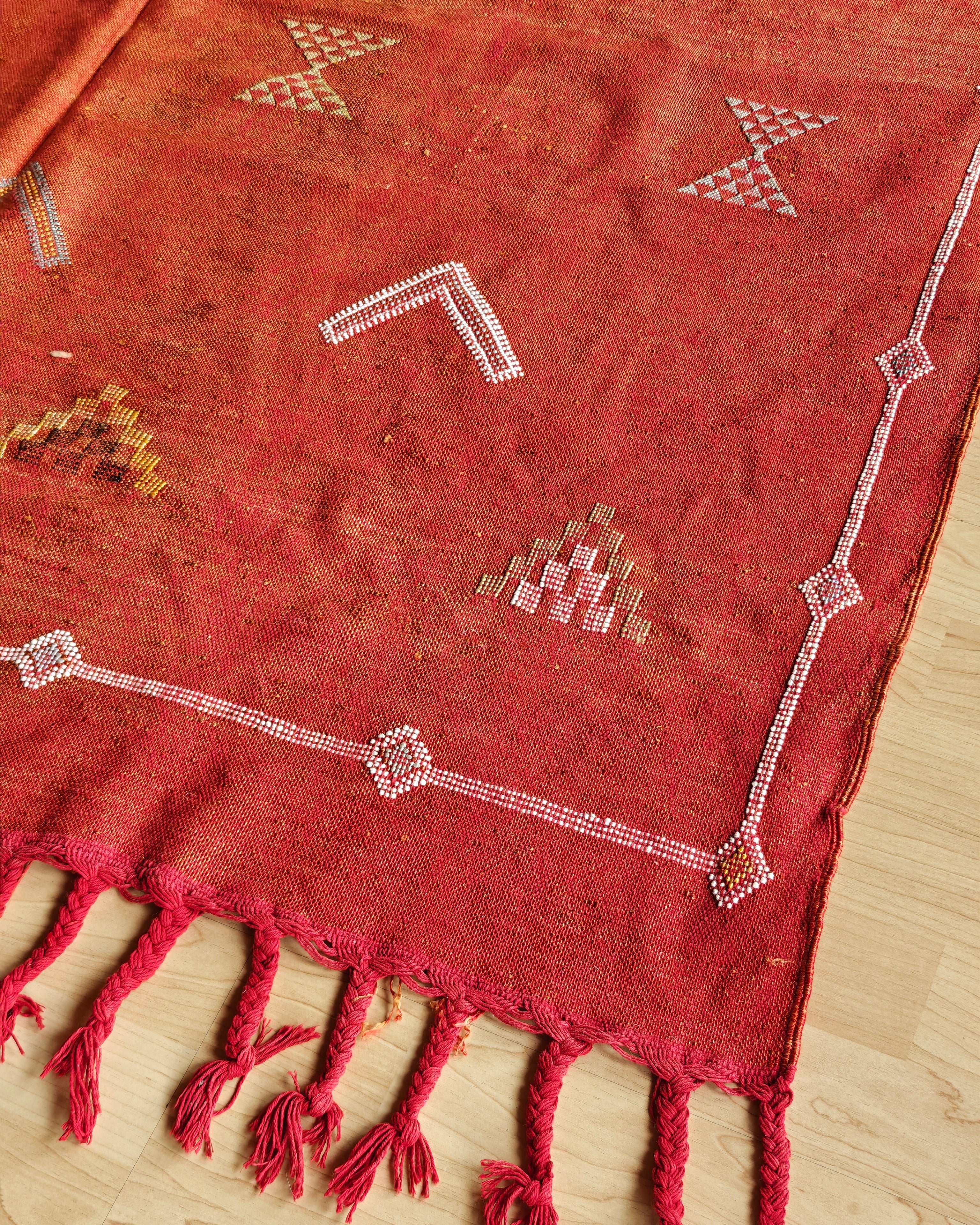 Sabra Teppich rostrot Fransen