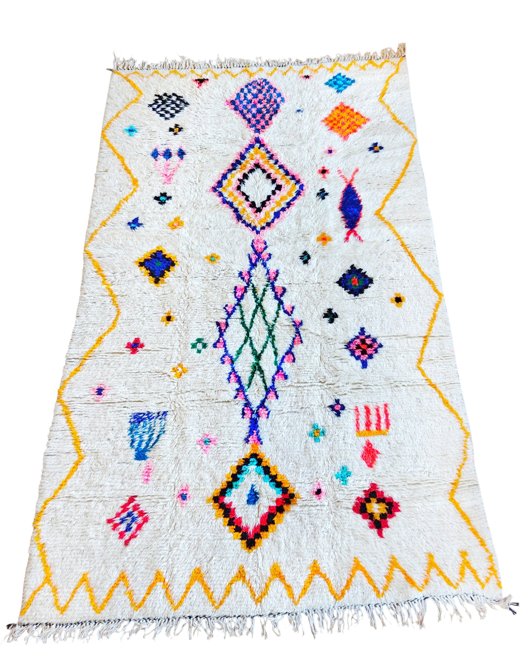 Azilalteppich Schweiz gelb pink blau 