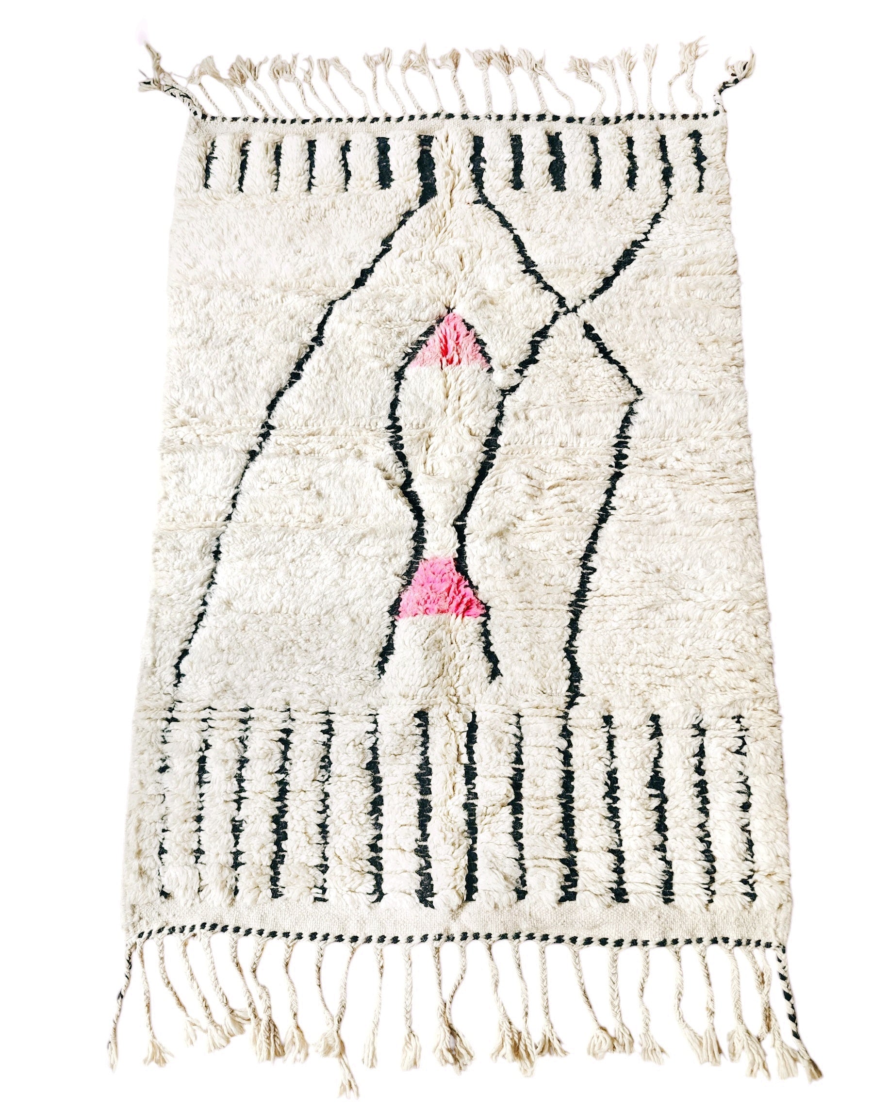 Beni Ourain Teppich weiss schwarz pink 