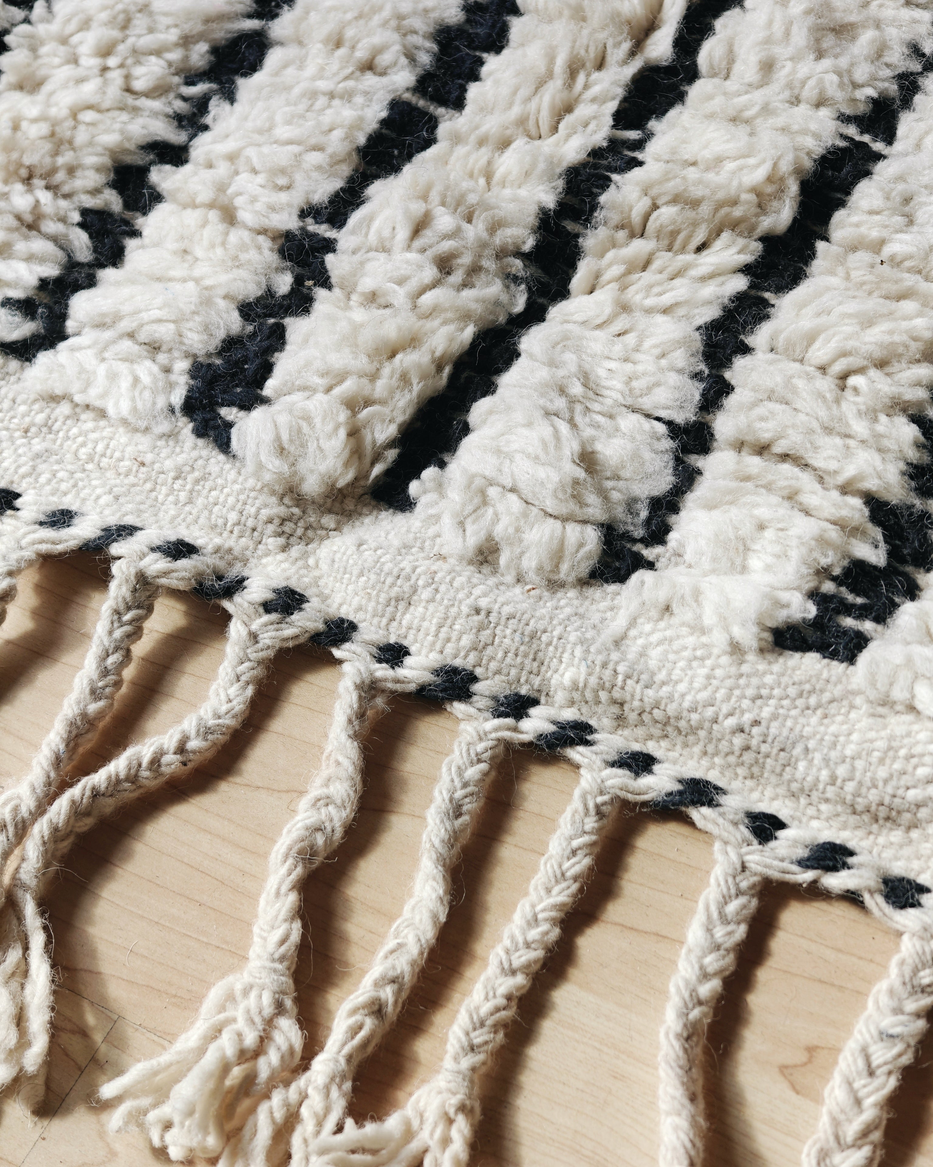 Geflochtene Fransen Teppich Wolle