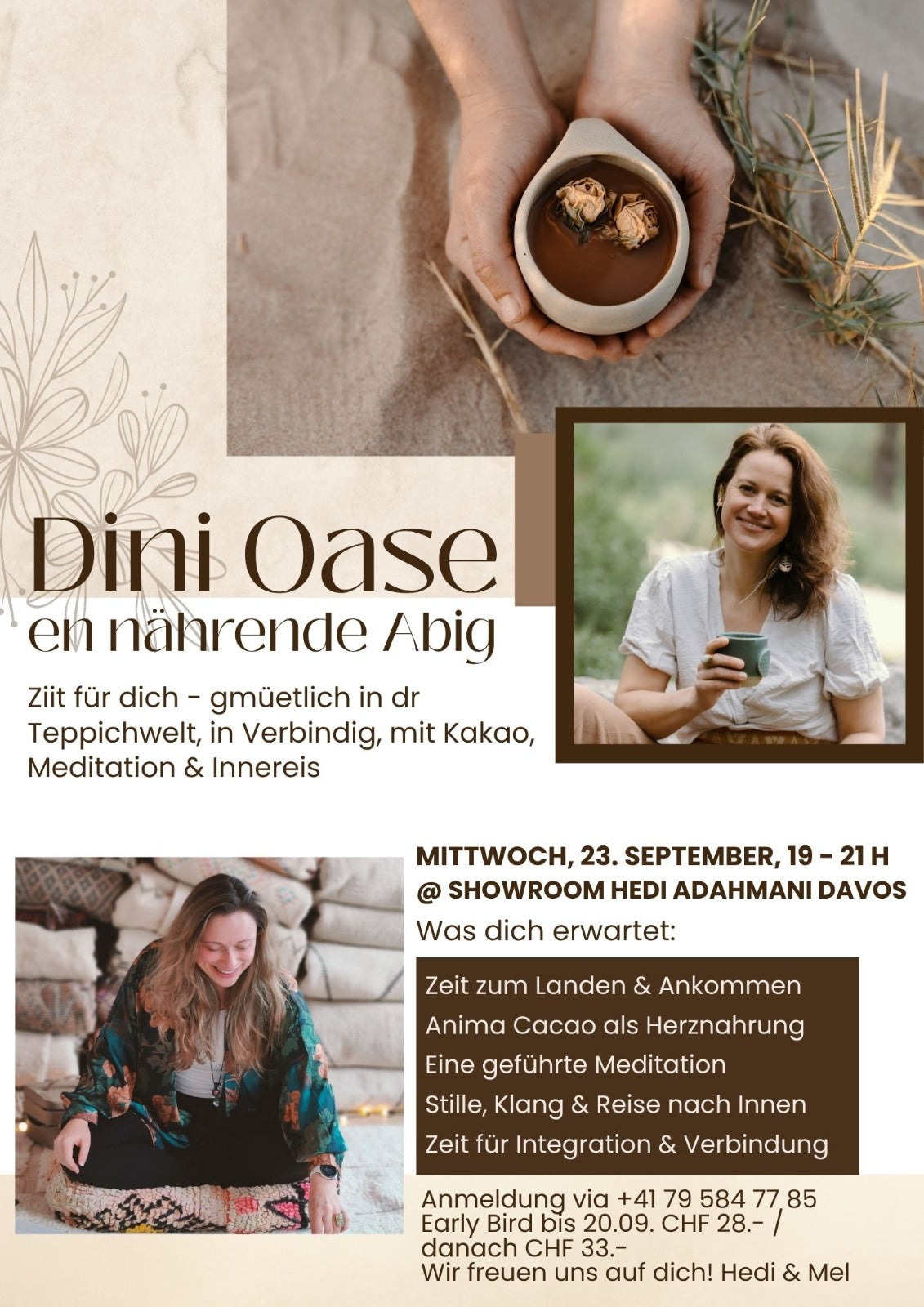 Dini Oase - en nährende Abig mit Meditation & Kakao DAVOS