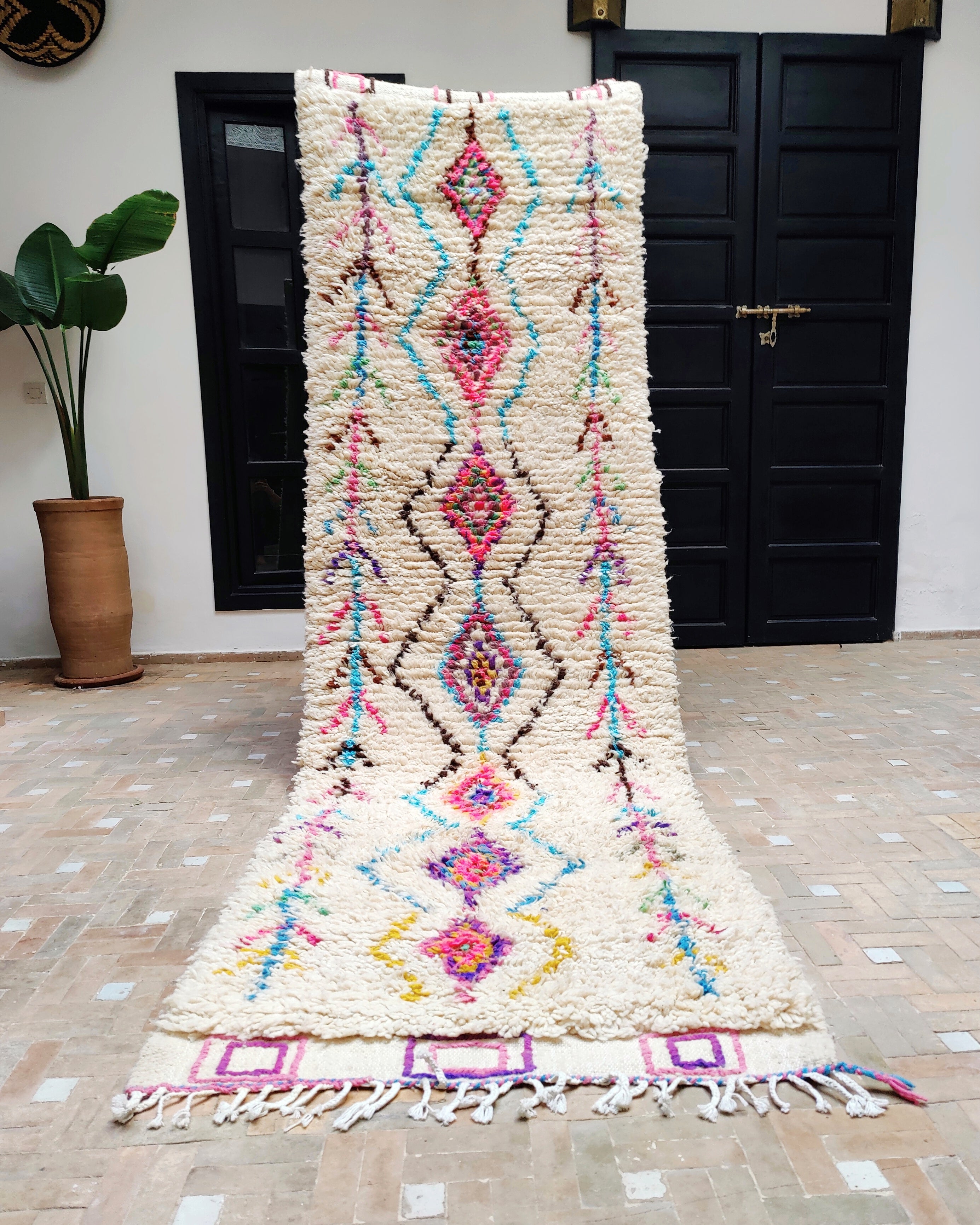 Marokkanischer Azilal Läufer Teppich aus Wolle