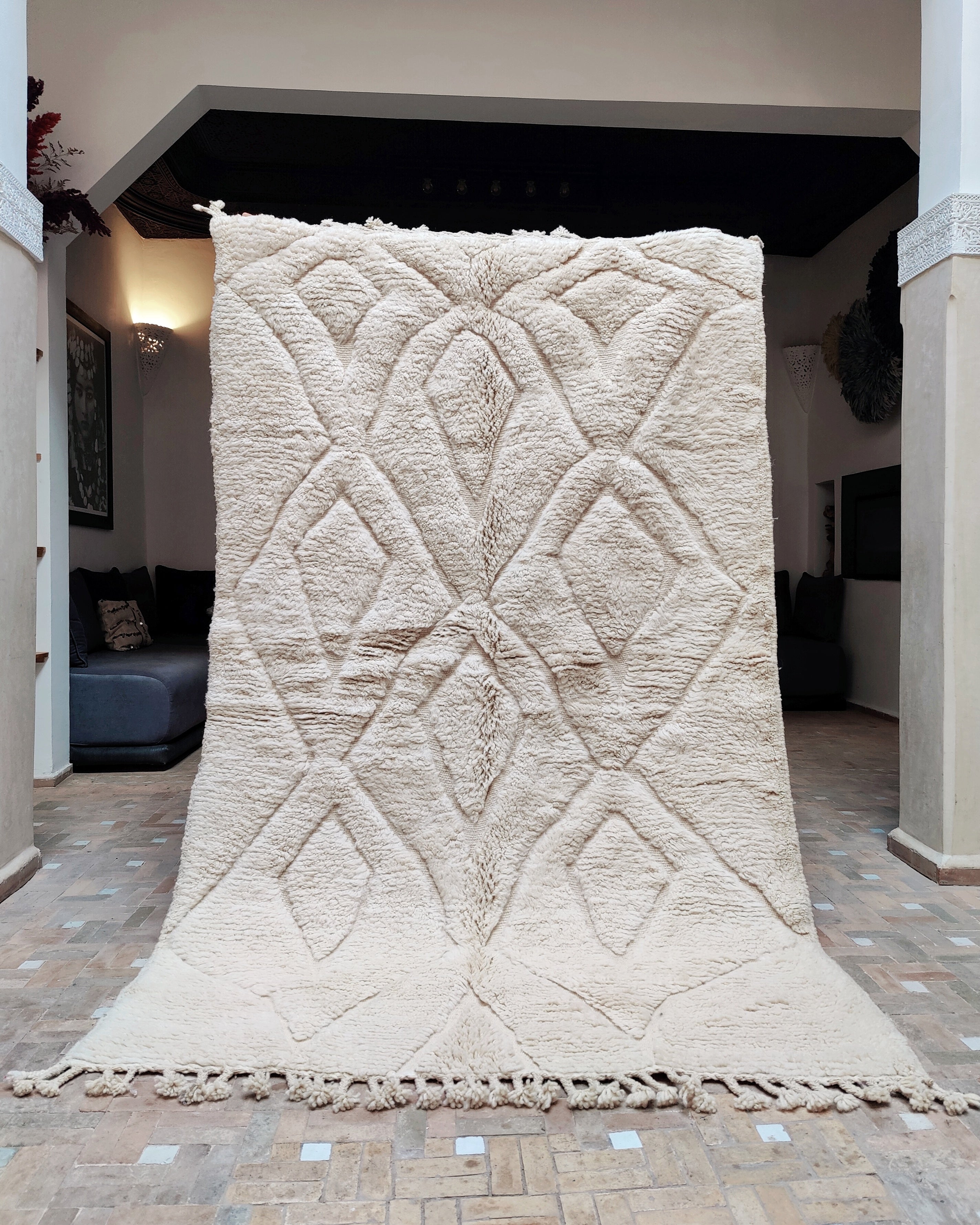 Marmusha Beni Ourain Teppich weiss aus Wolle