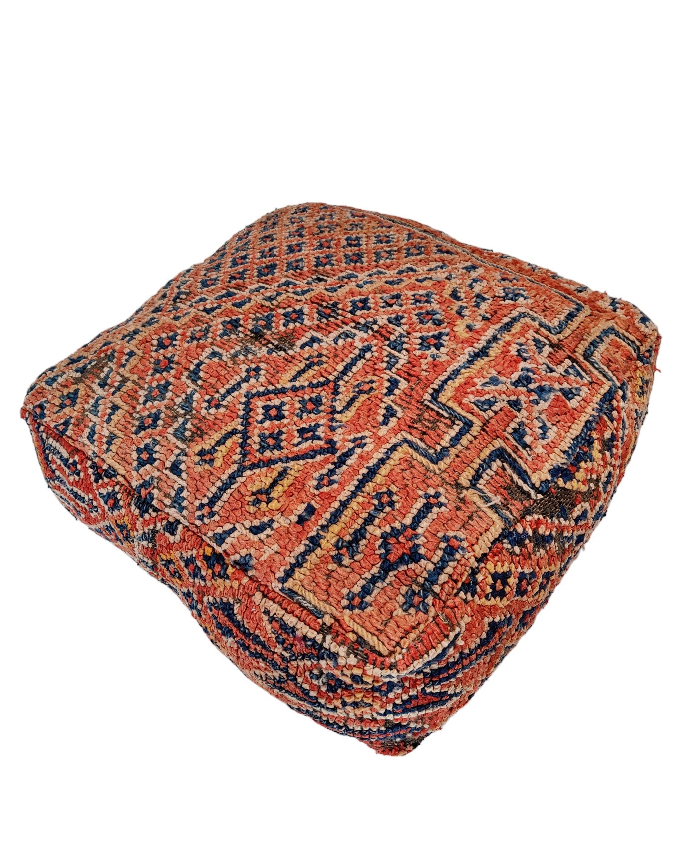 Vintage Berber Pouf Sitzkissen rot aus Beni Mguild Teppich 
