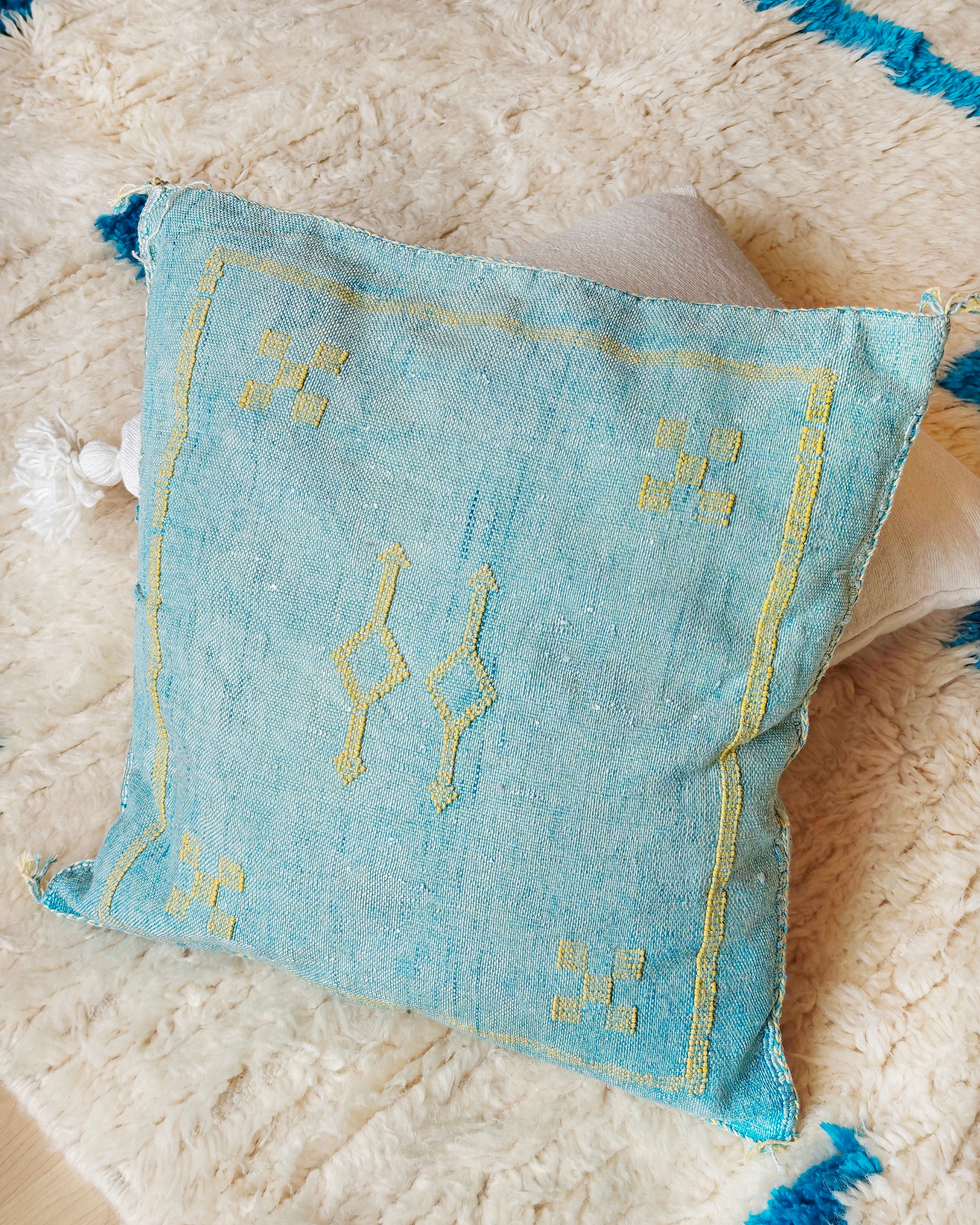 Sabra Kaktus Seidenkissen hellblau 