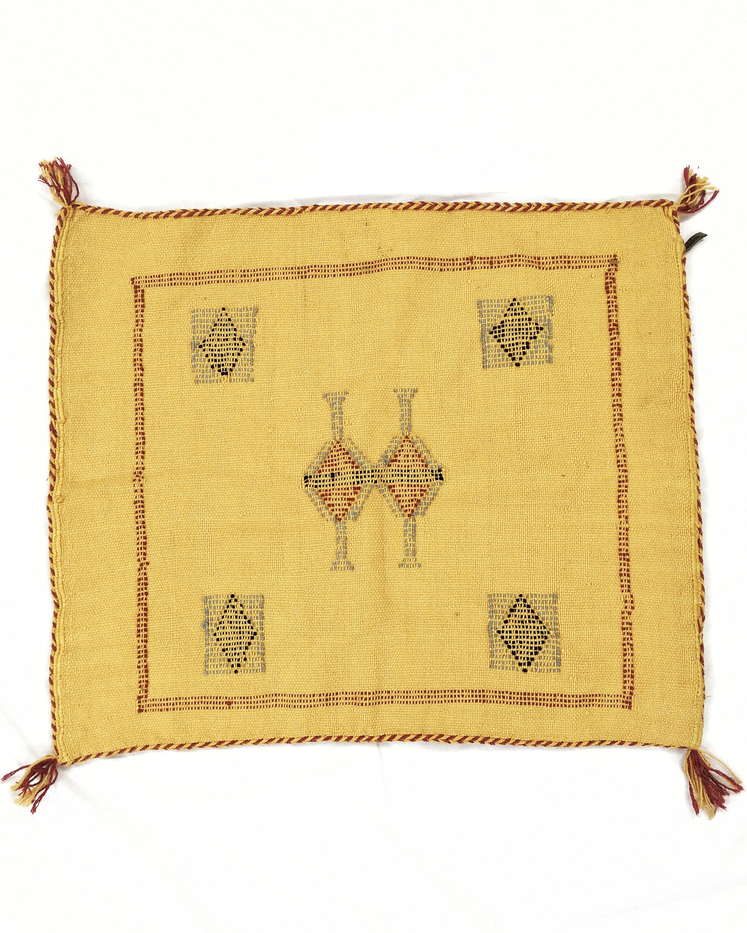 Cactus Silk Cushion from Morocco Mustard Yellow