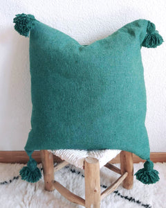 Pompom Cushion Green