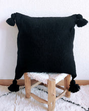 Load image into Gallery viewer, Pompom Cushion Black from Morocco